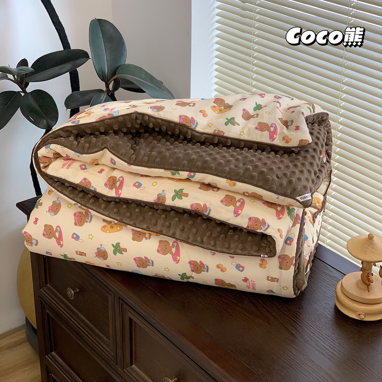 源启生活 2025新款全棉双层纱豆豆被被子被芯 coco熊