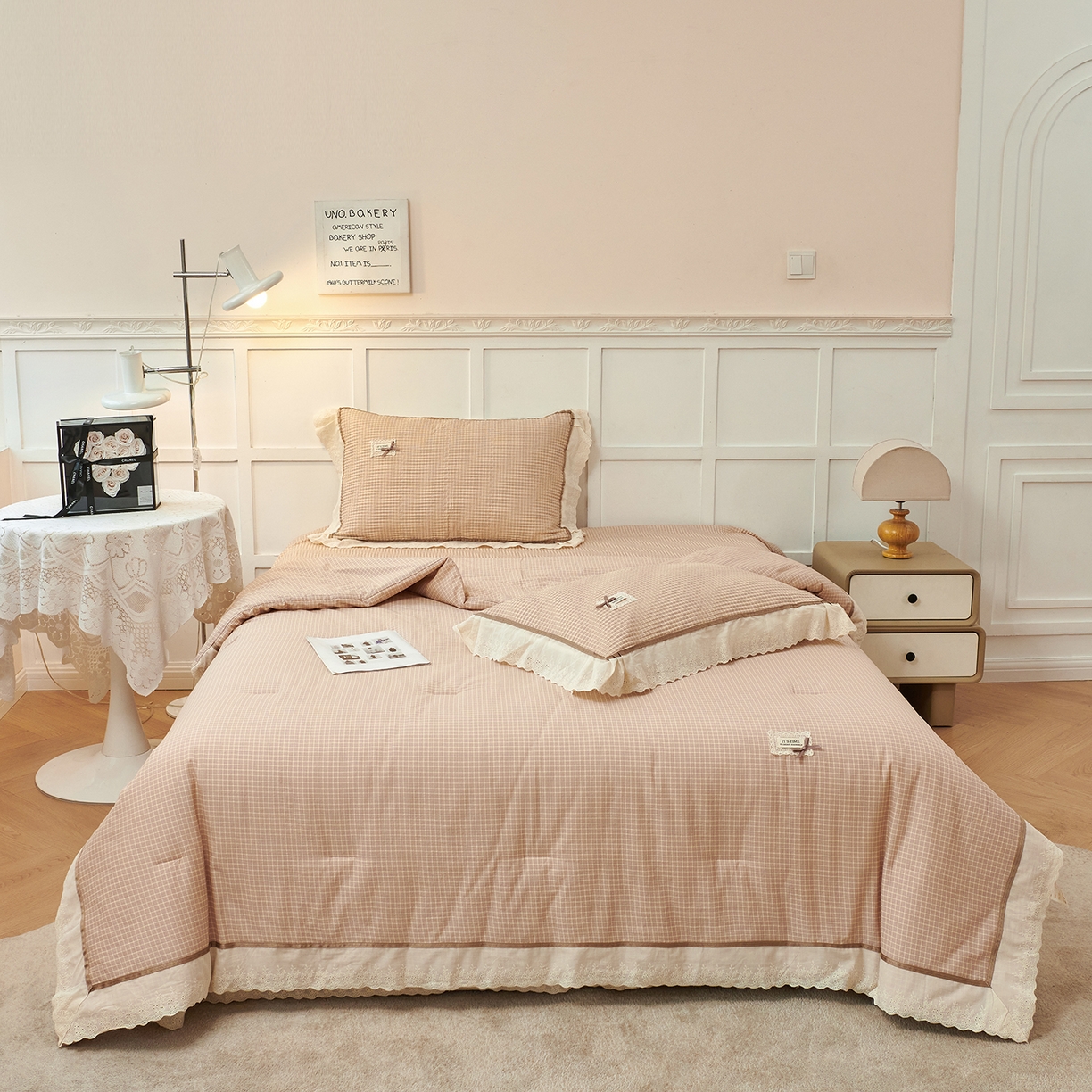 91家纺网 家纺一手货源 找家纺 优希家纺 2025新款米娅千金多功能春秋被四件套 卡其