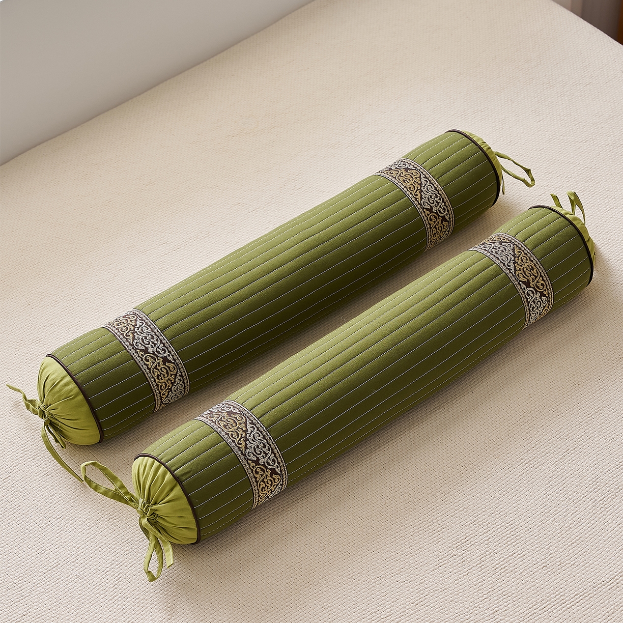 乐可 2025新款砂洗圆柱枕 砂洗圆柱枕;绿