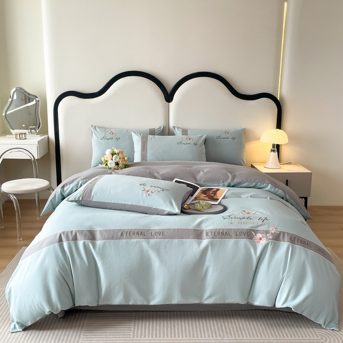 91家纺网 家纺一手货源 找家纺 （总）桃园 新款纯棉全棉长绒棉磨毛不掉毛刺绣四件套高端礼盒-斯嘉丽