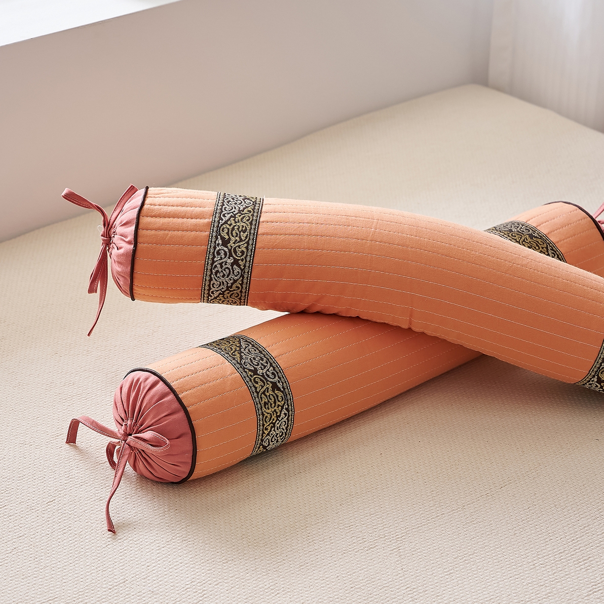 91家纺网 家纺一手货源 找家纺 乐可 2025新款砂洗圆柱枕 砂洗圆柱枕;桔