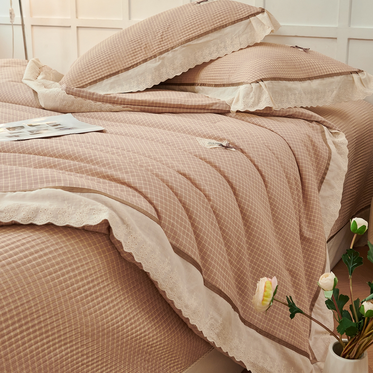 91家纺网 家纺一手货源 找家纺 优希家纺 2025新款米娅千金多功能春秋被四件套 卡其