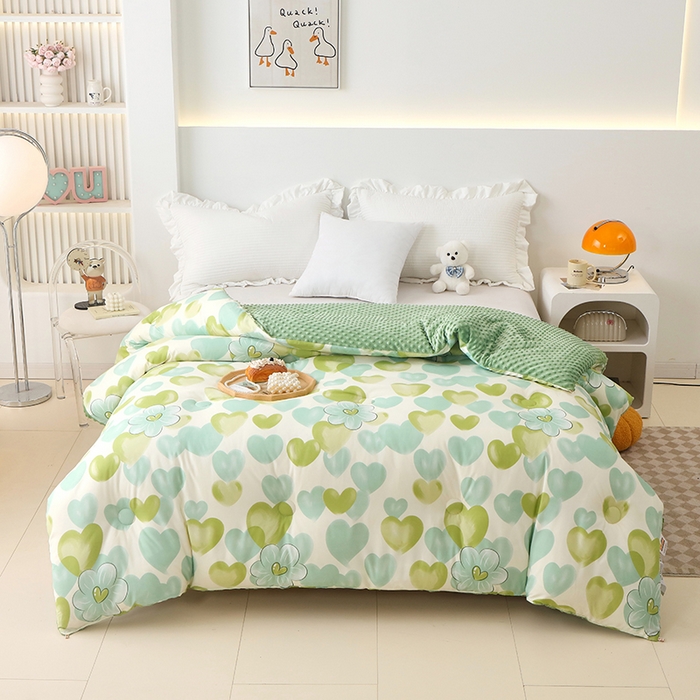 91家纺网 家纺一手货源 找家纺 （总）乐沐 2025新款A类水洗棉双层纱豆豆绒被芯