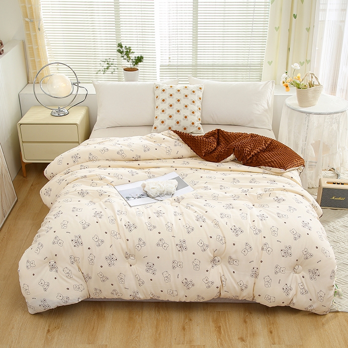 91家纺网 家纺一手货源 找家纺 （总）乐沐 2025新款A类水洗棉双层纱豆豆绒被芯