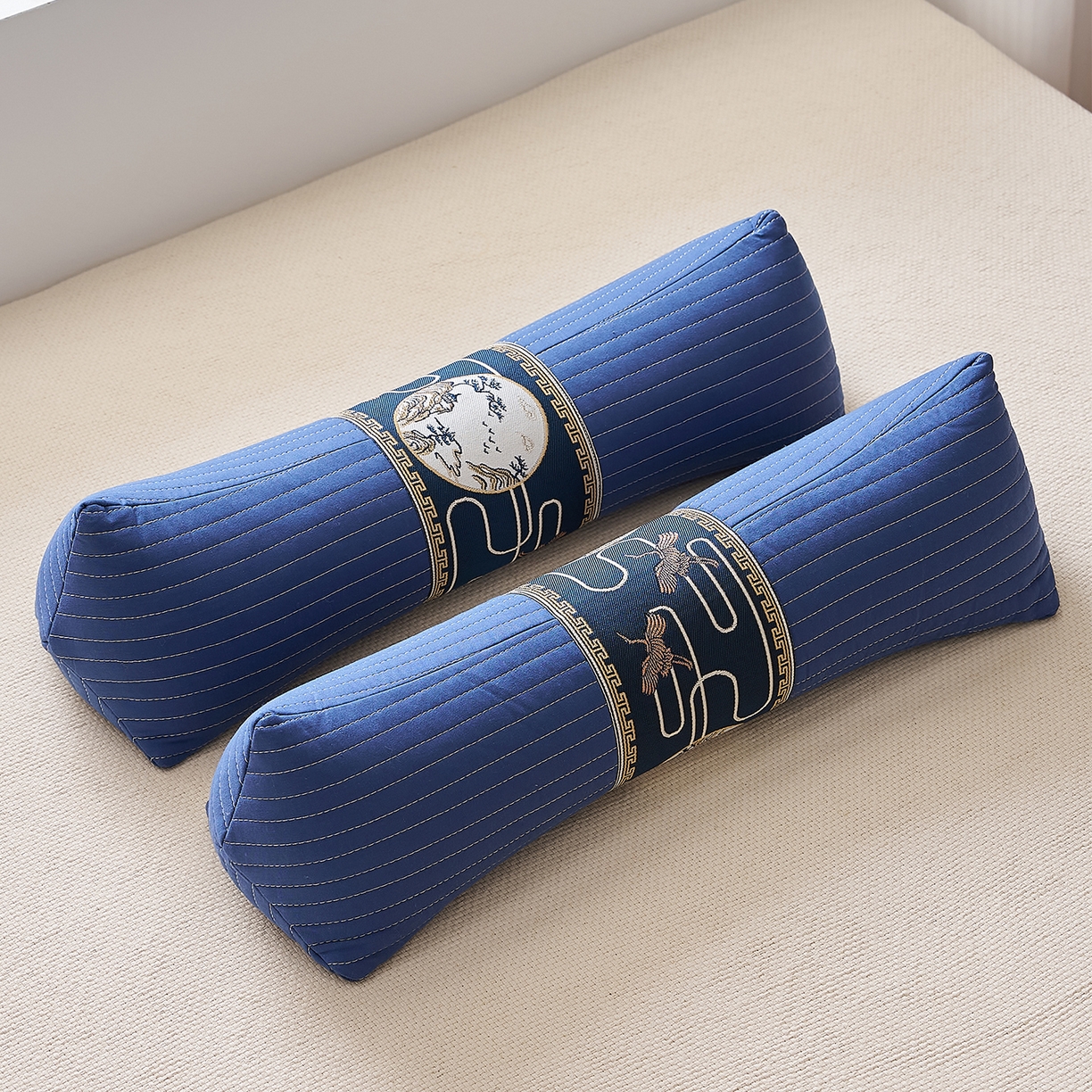 乐可 2025新款砂洗三角枕 砂洗三角枕;蓝