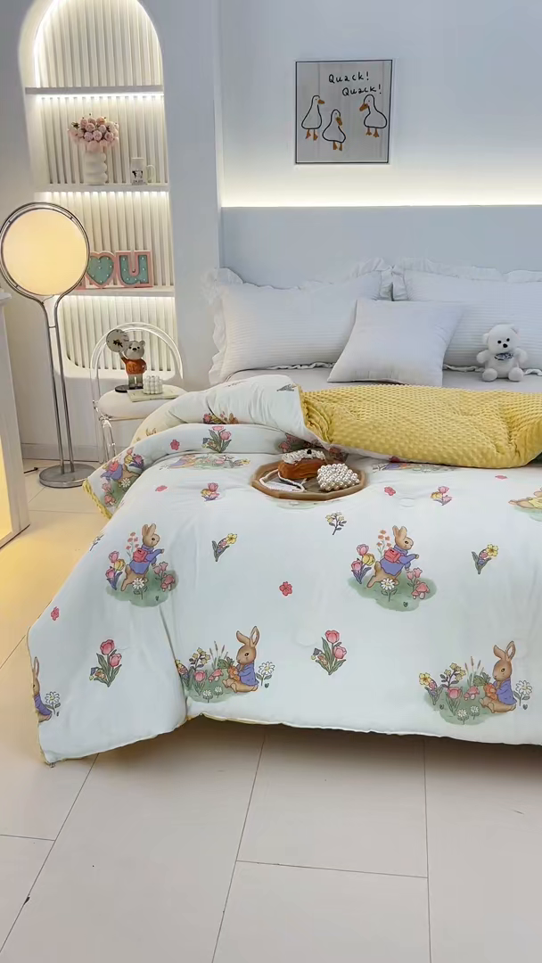 91家纺网 家纺一手货源 找家纺 （总）乐沐 2025新款A类水洗棉双层纱豆豆绒被芯