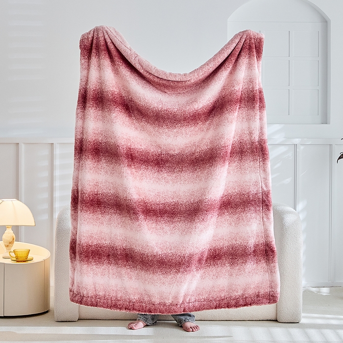 91家纺网 家纺一手货源 找家纺 缘生活 2025新款仿兔毛渐变毛毯 渐变毛毯四季通用盖毯多功能毛毯家居备用毯 渐变毛毯-粉色