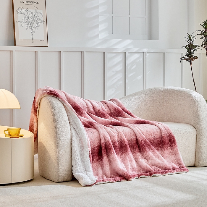 91家纺网 家纺一手货源 找家纺 缘生活 2025新款仿兔毛渐变毛毯 渐变毛毯四季通用盖毯多功能毛毯家居备用毯 渐变毛毯-粉色