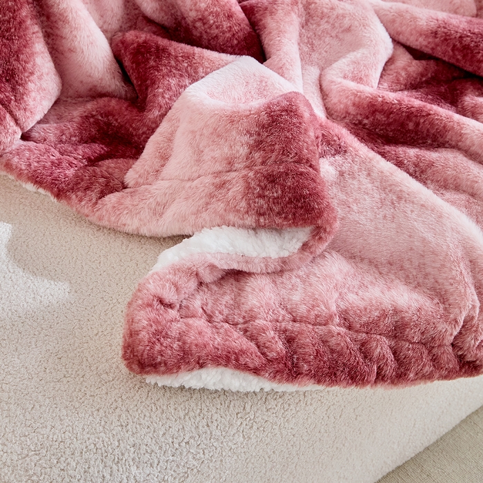 91家纺网 家纺一手货源 找家纺 缘生活 2025新款仿兔毛渐变毛毯 渐变毛毯四季通用盖毯多功能毛毯家居备用毯 渐变毛毯-粉色