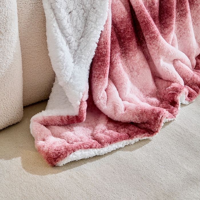 91家纺网 家纺一手货源 找家纺 缘生活 2025新款仿兔毛渐变毛毯 渐变毛毯四季通用盖毯多功能毛毯家居备用毯 渐变毛毯-粉色