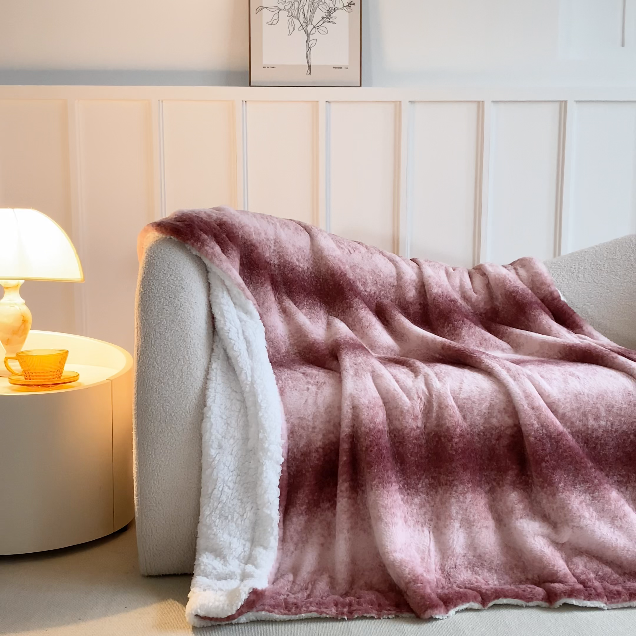 91家纺网 家纺一手货源 找家纺 缘生活 2025新款仿兔毛渐变毛毯 渐变毛毯四季通用盖毯多功能毛毯家居备用毯 渐变毛毯-粉色