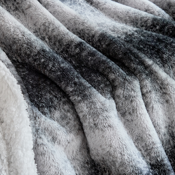 91家纺网 家纺一手货源 找家纺 缘生活 2025新款仿兔毛渐变毛毯 渐变毛毯四季通用盖毯多功能毛毯家居备用毯 渐变毛毯-黑色