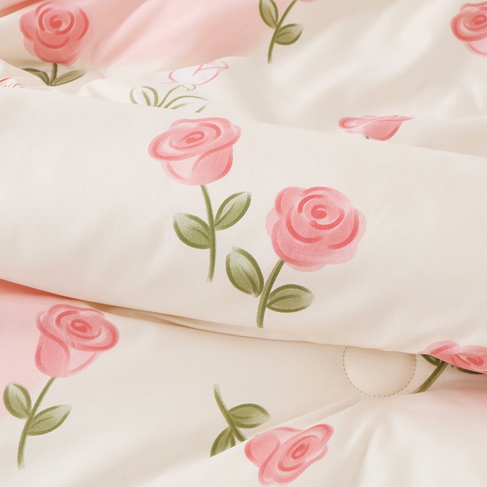 91家纺网 家纺一手货源 找家纺 乐沐 2025新款A类水洗棉双层纱豆豆绒被芯 玫瑰爱恋