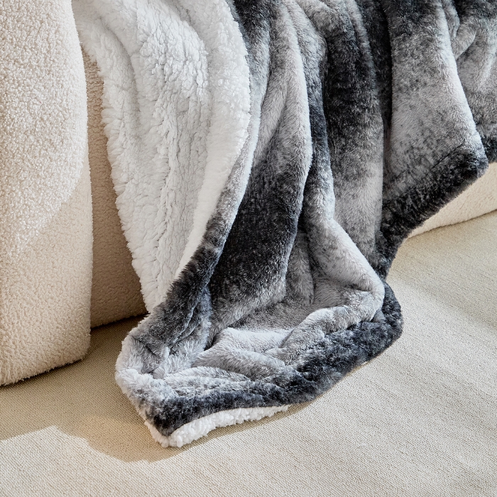 91家纺网 家纺一手货源 找家纺 缘生活 2025新款仿兔毛渐变毛毯 渐变毛毯四季通用盖毯多功能毛毯家居备用毯 渐变毛毯-黑色