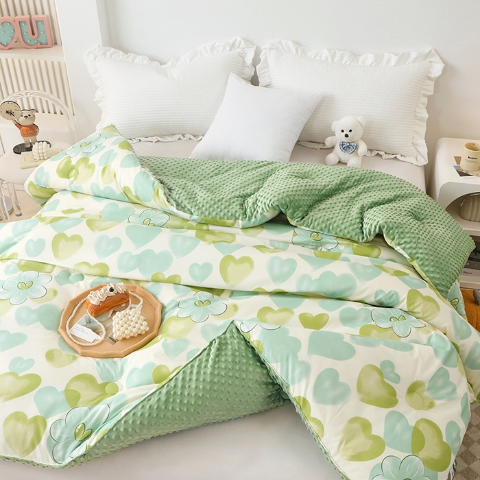 91家纺网 家纺一手货源 找家纺 乐沐 2025新款A类水洗棉双层纱豆豆绒被芯 倾心