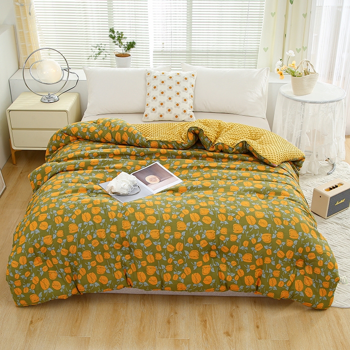 乐沐 2025新款A类水洗棉双层纱豆豆绒被芯 秋日