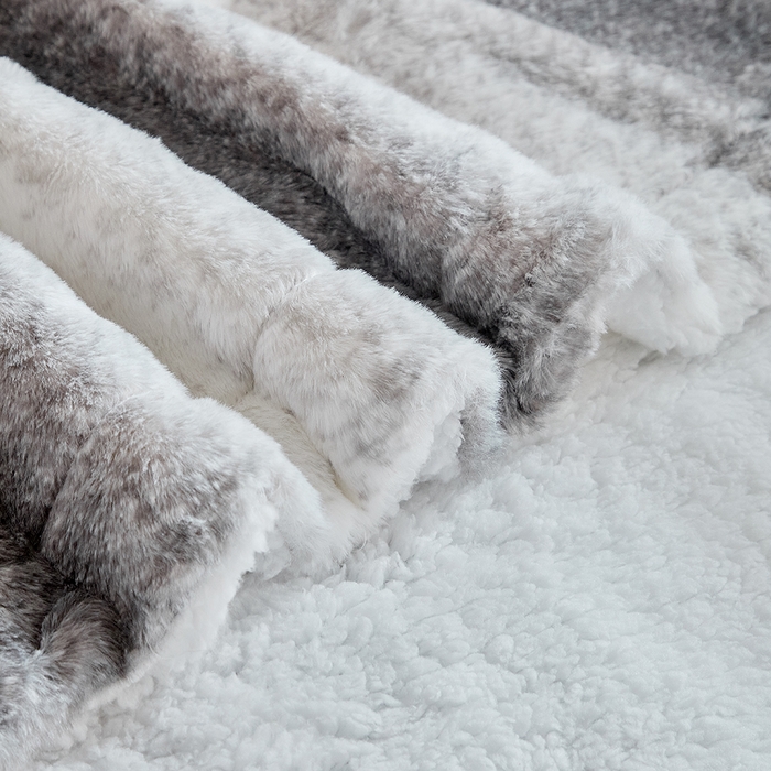 91家纺网 家纺一手货源 找家纺 缘生活 2025新款仿兔毛渐变毛毯 渐变毛毯四季通用盖毯多功能毛毯家居备用毯 渐变毛毯-灰色