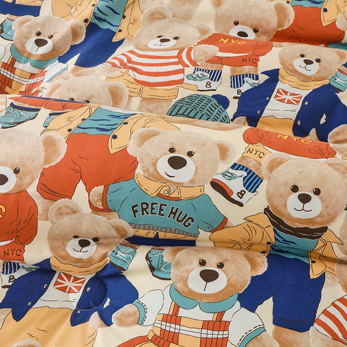 91家纺网 家纺一手货源 找家纺 乐沐 2025新款A类水洗棉双层纱豆豆绒被芯 熊熊乐园