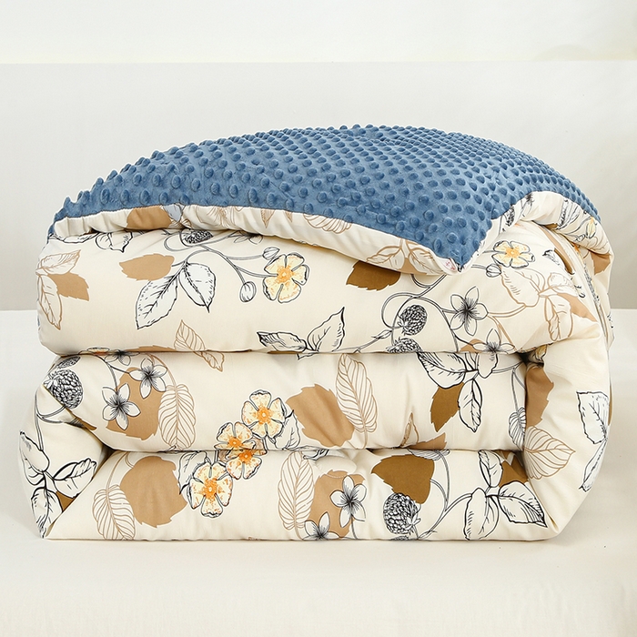 91家纺网 家纺一手货源 找家纺 乐沐 2025新款A类水洗棉双层纱豆豆绒被芯 叶涧