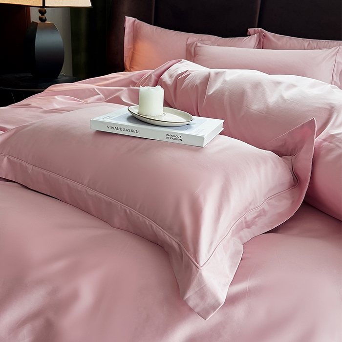 91家纺网 家纺一手货源 找家纺 栩裕纺织 2025新款长绒棉纯色四件套系列-邂逅 奶油粉