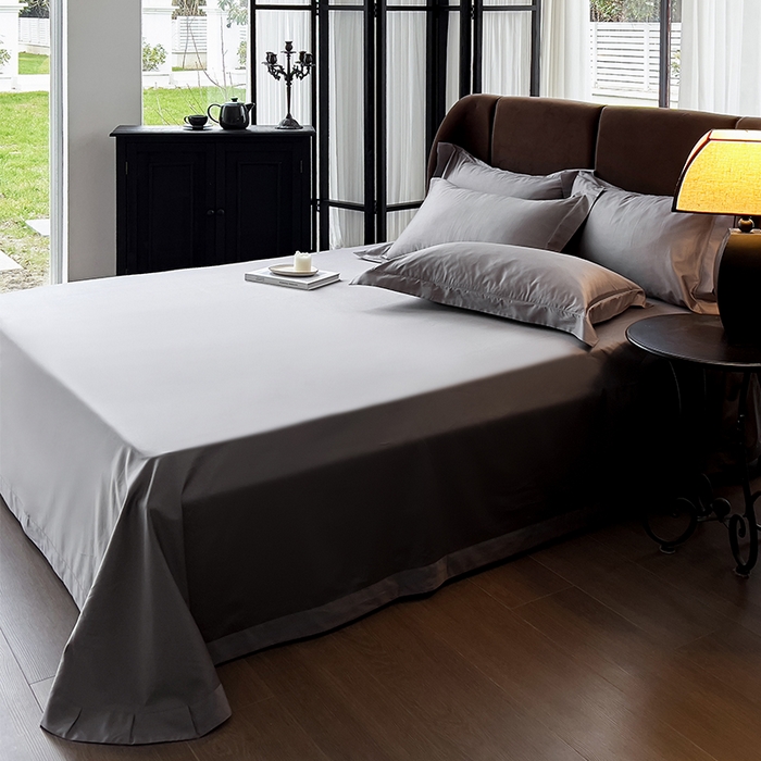 91家纺网 家纺一手货源 找家纺 栩裕纺织 2025新款长绒棉纯色四件套系列-邂逅 星辰灰