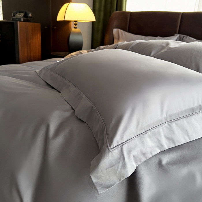 91家纺网 家纺一手货源 找家纺 栩裕纺织 2025新款长绒棉纯色四件套系列-邂逅 星辰灰