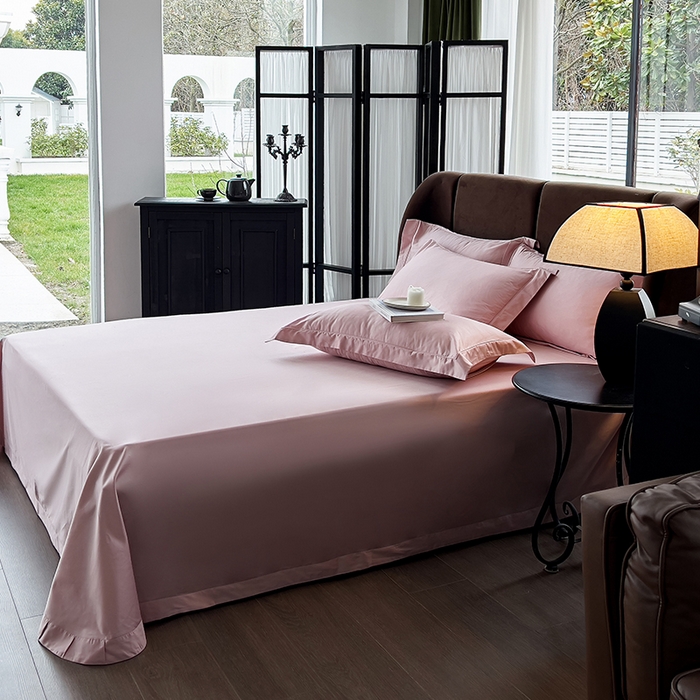 91家纺网 家纺一手货源 找家纺 栩裕纺织 2025新款长绒棉纯色四件套系列-邂逅 奶油粉