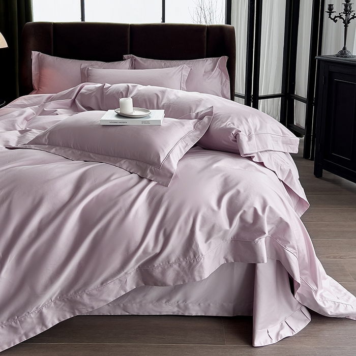 91家纺网 家纺一手货源 找家纺 栩裕纺织 2025新款长绒棉纯色四件套系列-邂逅 优雅紫