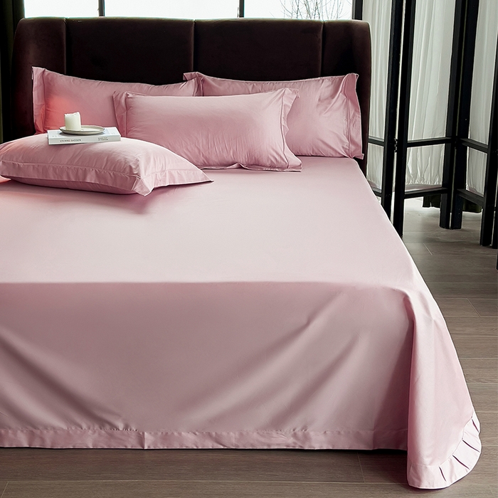 91家纺网 家纺一手货源 找家纺 栩裕纺织 2025新款长绒棉纯色四件套系列-邂逅 奶油粉