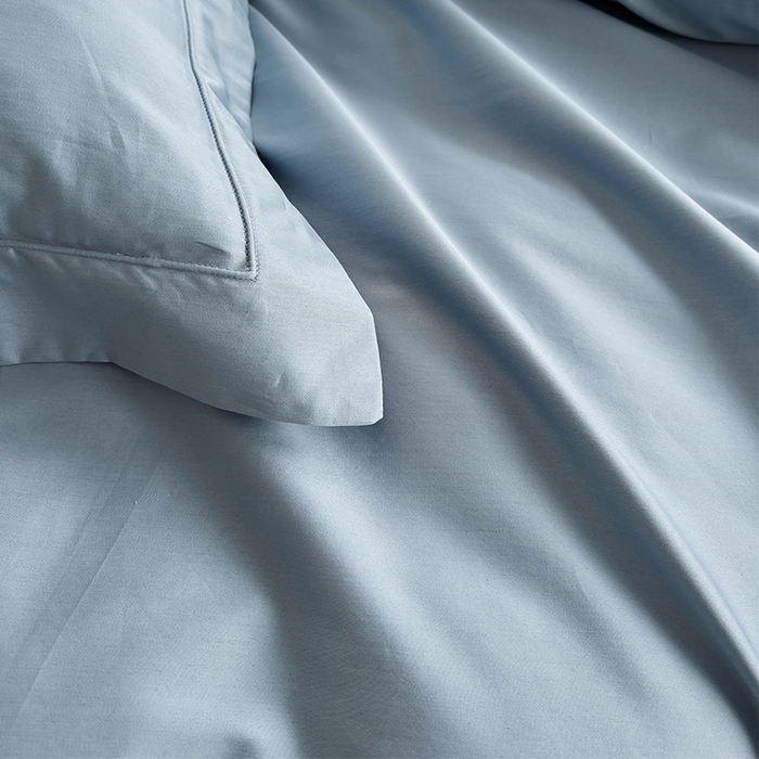 91家纺网 家纺一手货源 找家纺 栩裕纺织 2025新款长绒棉纯色四件套系列-邂逅 月光蓝