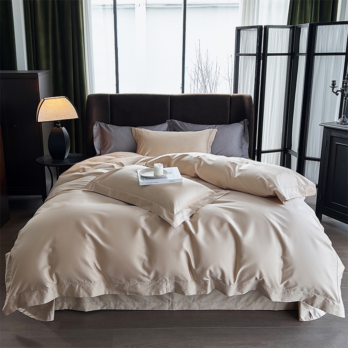 栩裕纺织 2025新款长绒棉纯色四件套系列-邂逅 香槟色