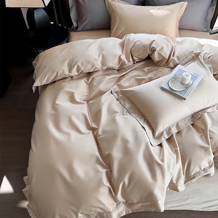 91家纺网 家纺一手货源 找家纺 栩裕纺织 2025新款长绒棉纯色四件套系列-邂逅 香槟色