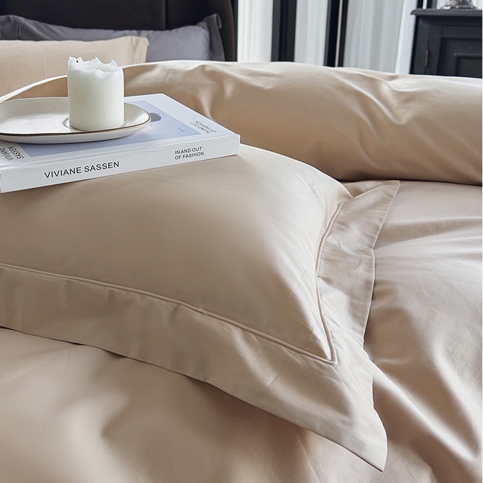 91家纺网 家纺一手货源 找家纺 栩裕纺织 2025新款长绒棉纯色四件套系列-邂逅 香槟色