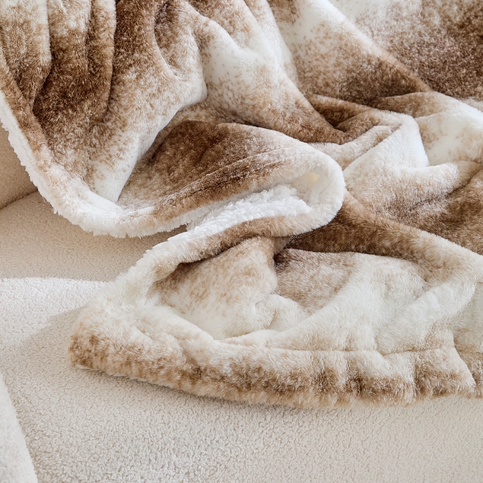 91家纺网 家纺一手货源 找家纺 缘生活 2025新款仿兔毛渐变毛毯 渐变毛毯四季通用盖毯多功能毛毯家居备用毯 渐变毛毯-卡其