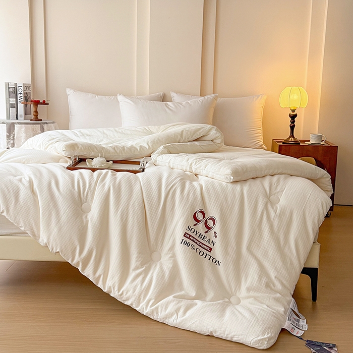 91家纺网 家纺一手货源 找家纺 （总）栩裕纺织 2025新款99%纯棉提花大豆被（AB）版冬被被子被芯