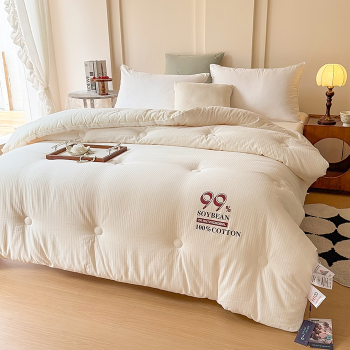 91家纺网 家纺一手货源 找家纺 （总）栩裕纺织 2025新款99%纯棉提花大豆被（AB）版冬被被子被芯