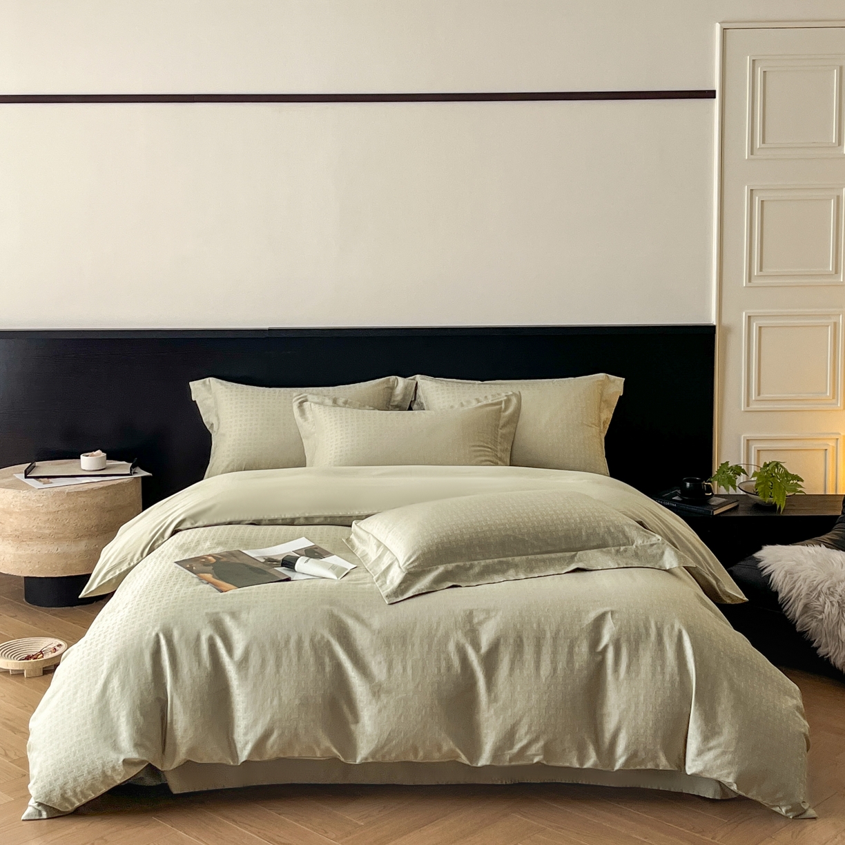 91家纺网 家纺一手货源 找家纺 （总）群鹿家访 25年新款长绒棉简约款四件套