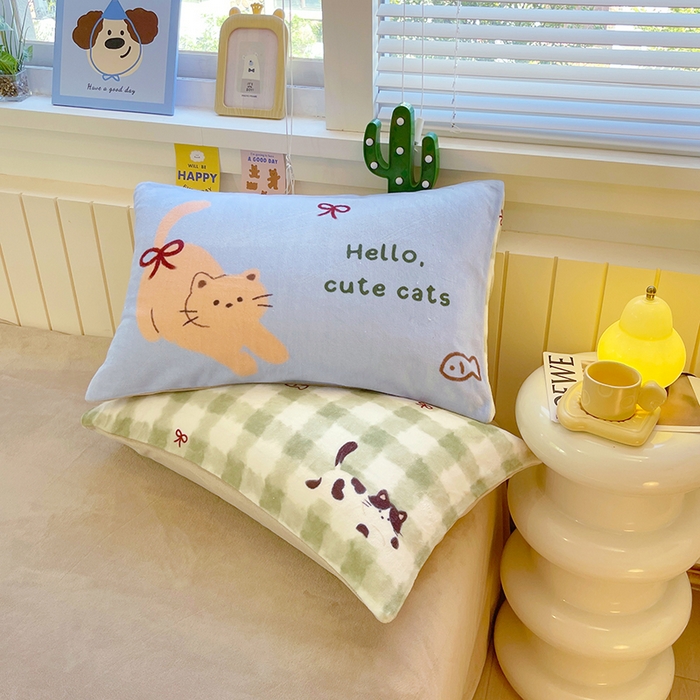 91家纺网 家纺一手货源 找家纺 葡萄家 2025新款高克重印花牛奶绒四件套萌系卡通 莫妮卡