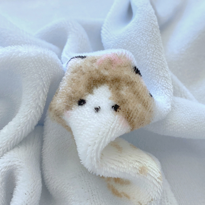 91家纺网 家纺一手货源 找家纺 葡萄家 2025新款高克重印花牛奶绒四件套萌系卡通 软萌猫蓝