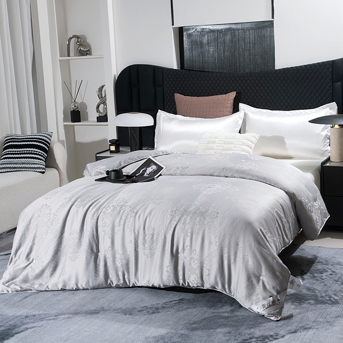 91家纺网 家纺一手货源 找家纺 前程家纺 2025新款贡缎提花被被子被芯-富贵花 富贵花-玛瑙灰