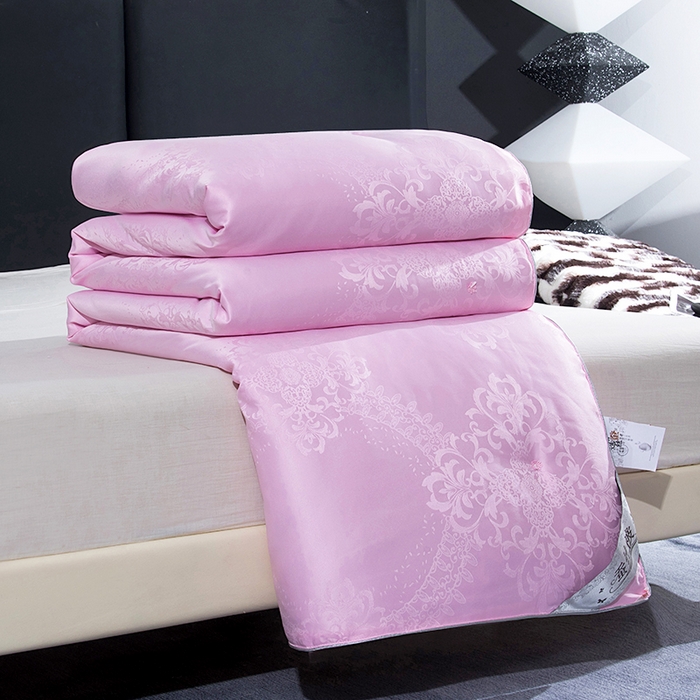 前程家纺 2025新款贡缎提花被被子被芯-富贵花 富贵花-玛瑙粉