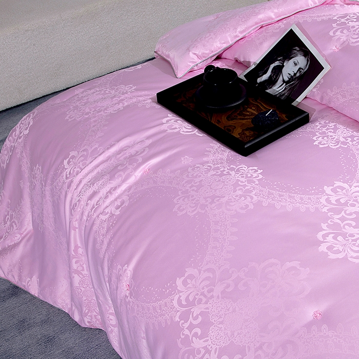 91家纺网 家纺一手货源 找家纺 前程家纺 2025新款贡缎提花被被子被芯-富贵花 富贵花-玛瑙粉