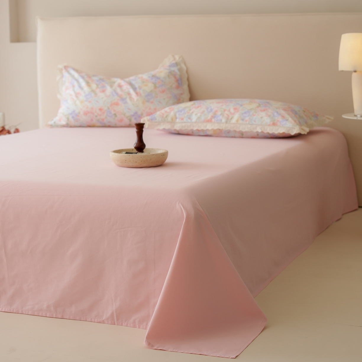 91家纺网 家纺一手货源 找家纺 洺兰家居 2025年小清新全棉13372镂空花边小碎花ins风水洗棉四件套 月季