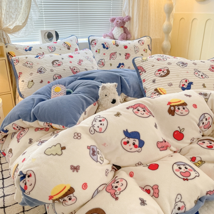 91家纺网 家纺一手货源 找家纺 （总）云玲时尚 2025新款高克重牛奶绒印花床盖四件套