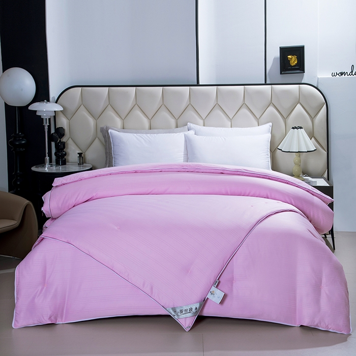 91家纺网 家纺一手货源 找家纺 尚品家纺 2025新款全棉提花蚕丝子母被冬被春秋被被子 樱花粉