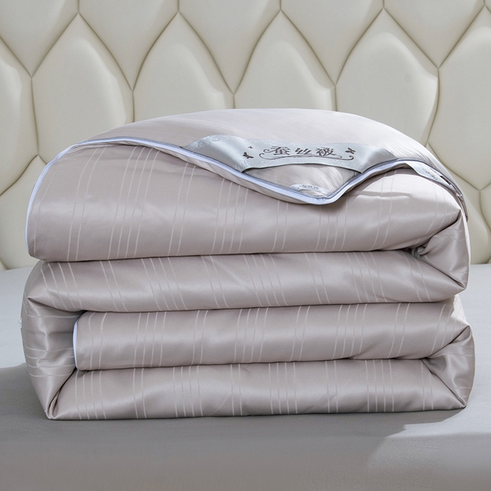 91家纺网 家纺一手货源 找家纺 尚品家纺 2025新款全棉提花蚕丝子母被冬被春秋被被子 高级灰