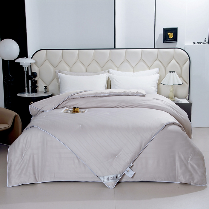 91家纺网 家纺一手货源 找家纺 尚品家纺 2025新款全棉提花蚕丝子母被冬被春秋被被子 高级灰