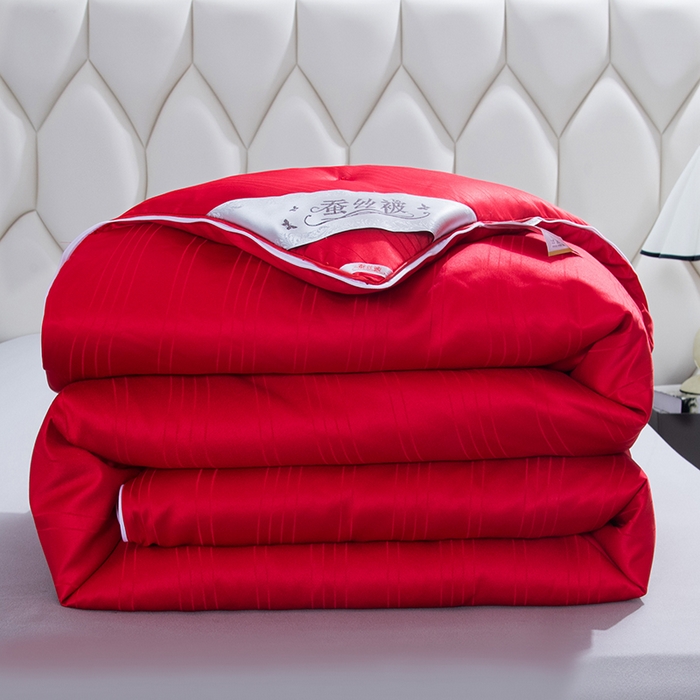 91家纺网 家纺一手货源 找家纺 尚品家纺 2025新款全棉提花蚕丝子母被冬被春秋被被子 胭脂红