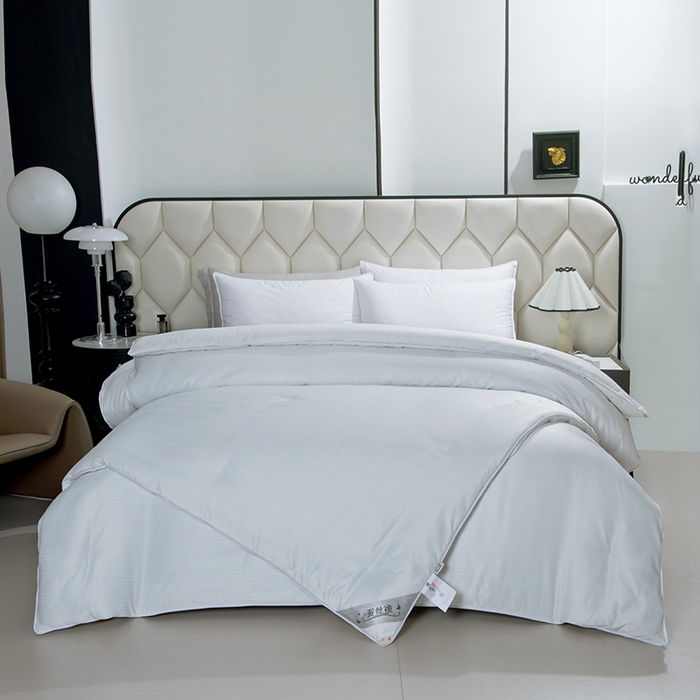 91家纺网 家纺一手货源 找家纺 尚品家纺 2025新款全棉提花蚕丝子母被冬被春秋被被子 月光白