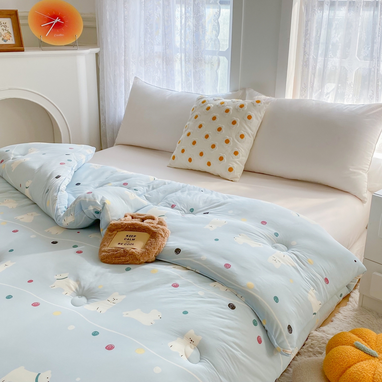 91家纺网 家纺一手货源 找家纺 小叮当家纺仓储工厂店 2025年新款A类母婴级宝宝被子豆豆绒牛奶针织棉被子儿童被子豆豆被大豆被春秋 牛奶针织被-嗨皮狗